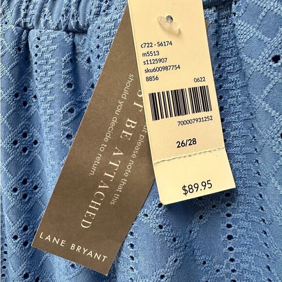 NWT Lane Bryant Regatta Blue Vacation Eyelet Swing Dress Size 26 - Picture 6 of 16
